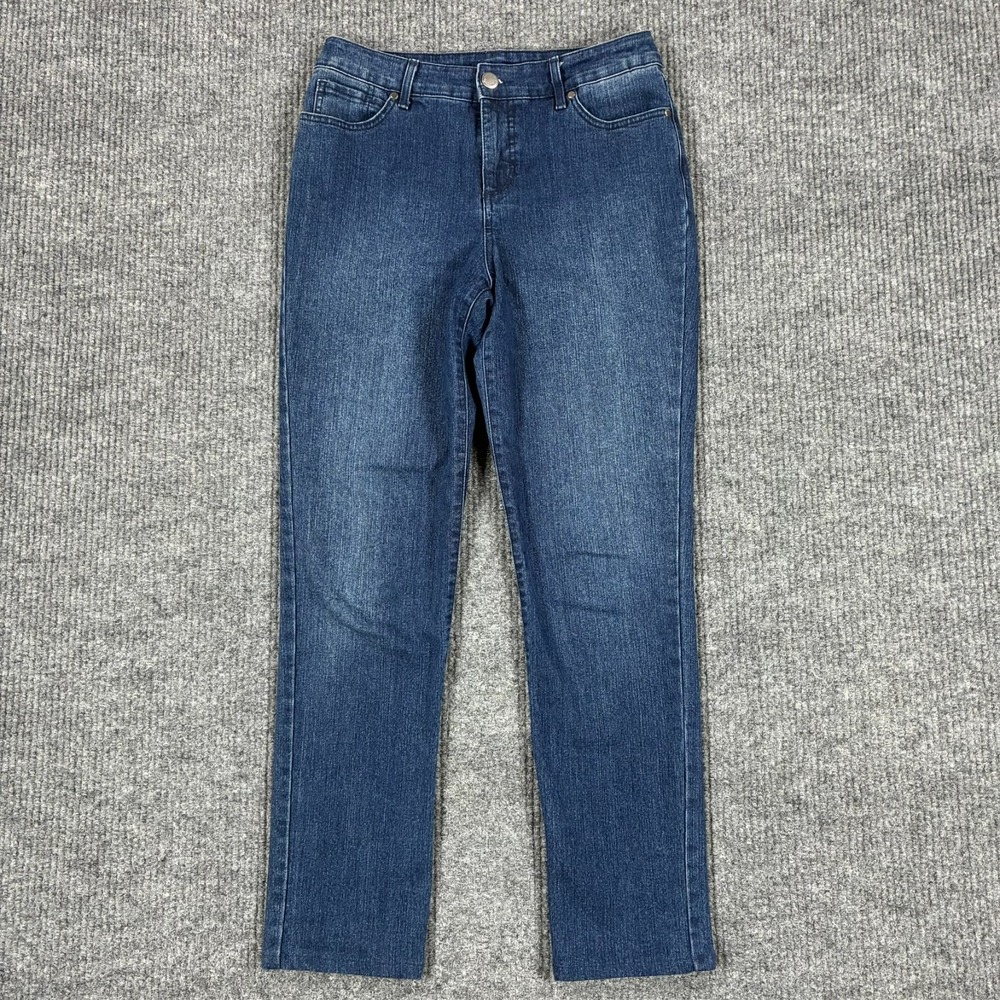 Bandolino Mandie Slim Straight Jeans Womens Size 8 Blue Denim Mid Rise